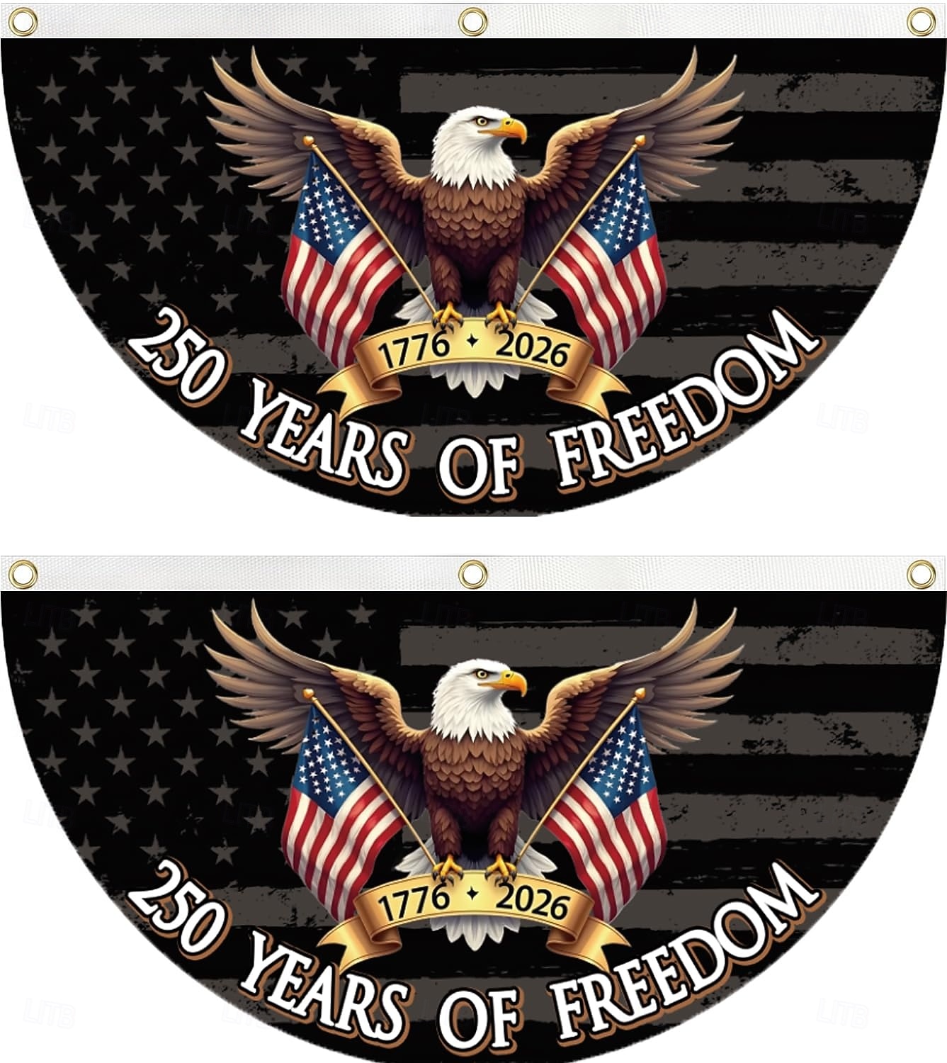 2 stk. 250-årsjubileumsflagg, 1,5x3 fot 1776 2026 amerikanske fanflagg, flaggstavle med 250 år patriotiske retro hageflagg for veggdekorasjoner til inngangsdøren og utendørs 2026 - $24.99 –P2