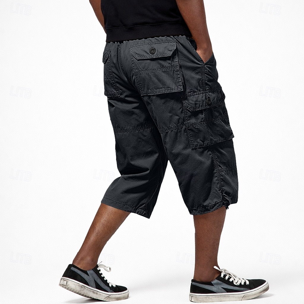 Hombre Pantalones tipo cargo Pantalón Corto Cargo Pantalón corto Pantalones cortos casuales Bolsillo Cintura elástica Plano Medio corto Casual Exterior Ropa de calle Moda Ropa de calle Negro Caqui 2026 - $30.99 –P4