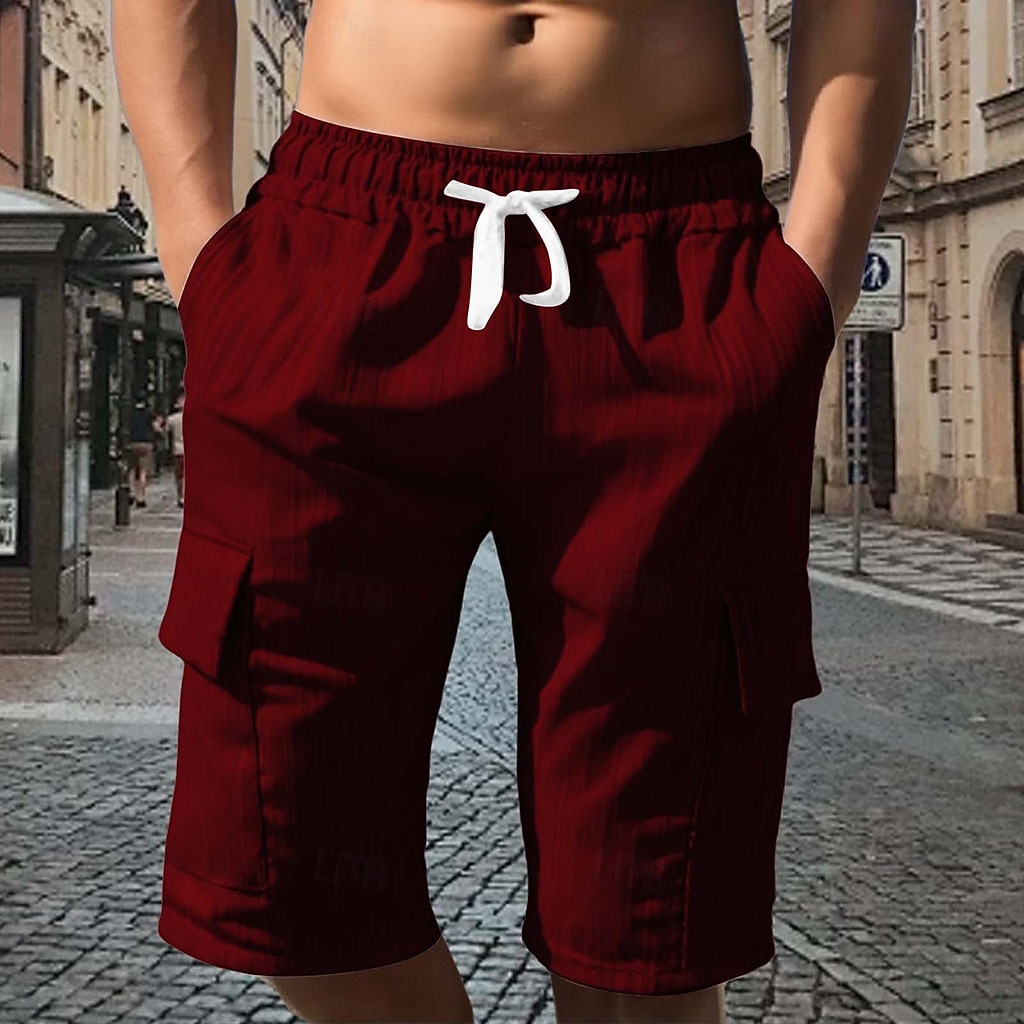 Men's Tactical Shorts Cargo Shorts Shorts Casual Shorts Drawstring Pocket Elastic Waist Plain Comfort Breathable Knee Length Casual Outdoor Vacation Vacation Fashion Navy Blue Micro-elastic 2026 - $21.99 –P6