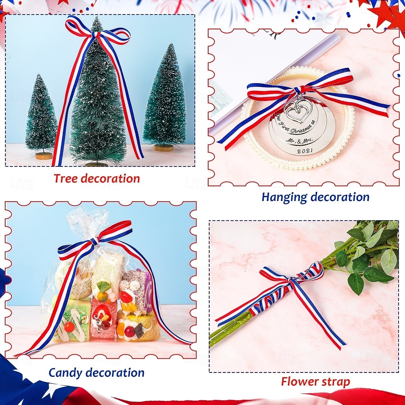 hazafias piros, fehér &kék csíkos szalag, fél tekercs – 1968 hüvelykes anyag július 4-i ünnepre, barkácsolás, varrásprojektek &emléknapi dekorációk 2026 - AU $16.31 –P6