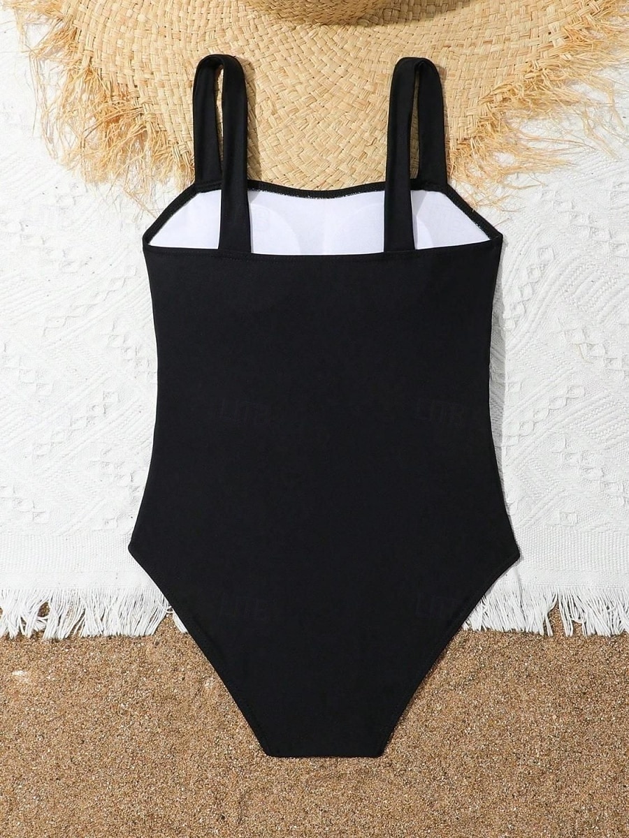 Kids Girls' Swimsuit Outdoor Beach Color Block Vacation Fashion Hollow Out Bathing Suits 4 years+ Summer Blue Black 2026 - $19.99 –P5