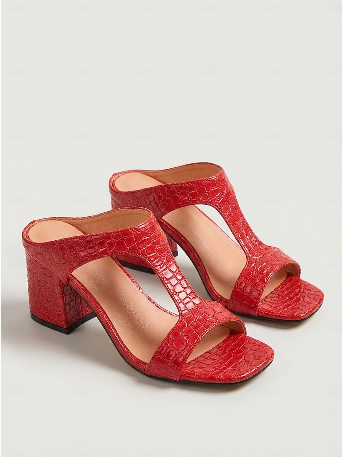 Sandale elegante pentru femei, albe, cu imprimeu crocodil - sandale elegante cu toc bloc și vârf pătrat, pentru seri formale pe nave de croazieră, seară festivă &vacanțe de vară la stațiuni turistice 2026 - $29.99 –P6