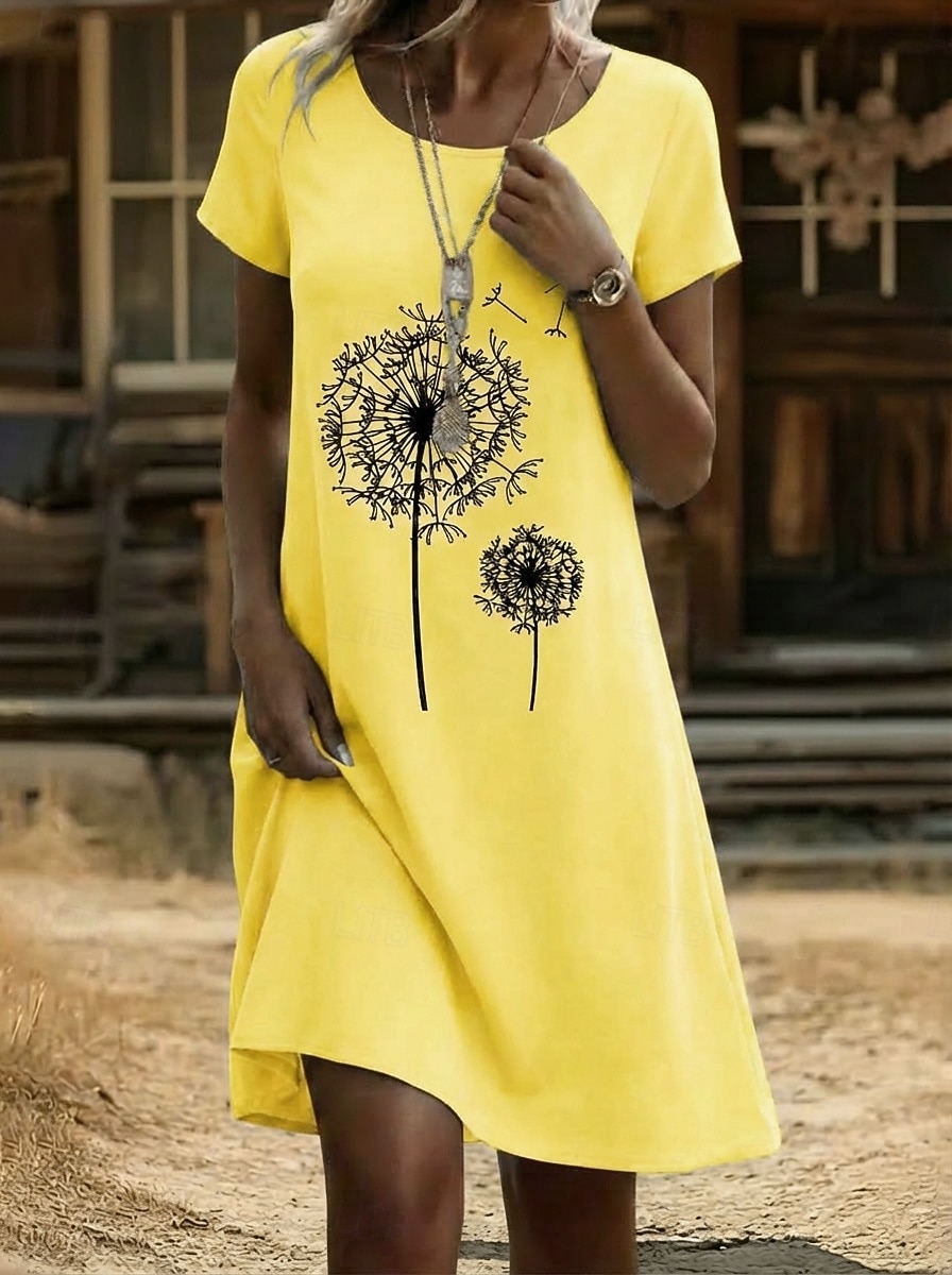 Mujer Mini vestido Vestido informal Vestido estilo camiseta Vestido de flores Moda Moderno Diario Exterior Vacaciones Ajuste regular Graphic Geométrico Manga Corta Cuello Barco Blanco Amarillo Azul 2026 - $24.99 –P3