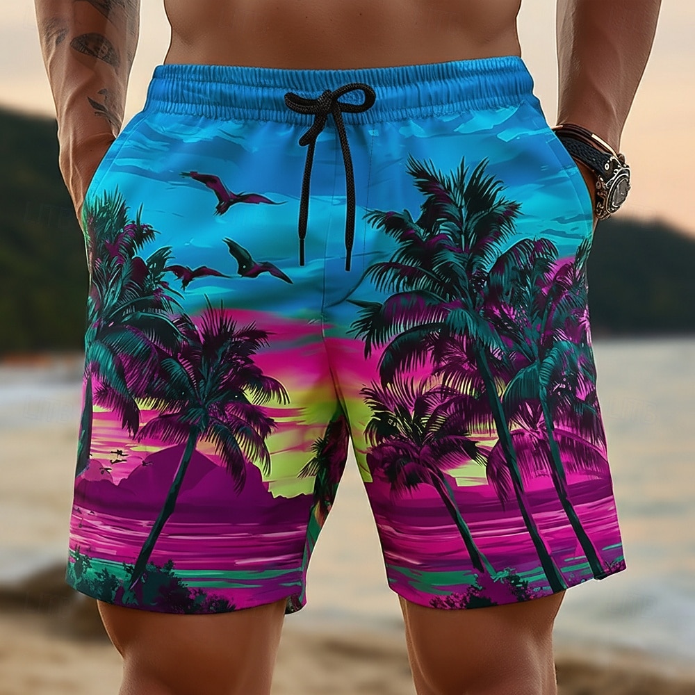 Homens Coqueiro Natureza e Paisagem Plantas Tropicais Calção Justo de Natação Shorts de Natação Bermuda de Surf Cintura Média Havaiana férias na praia Bolsos laterais Forro de malha Cintura elástica de 2026 por $20.99 –P1