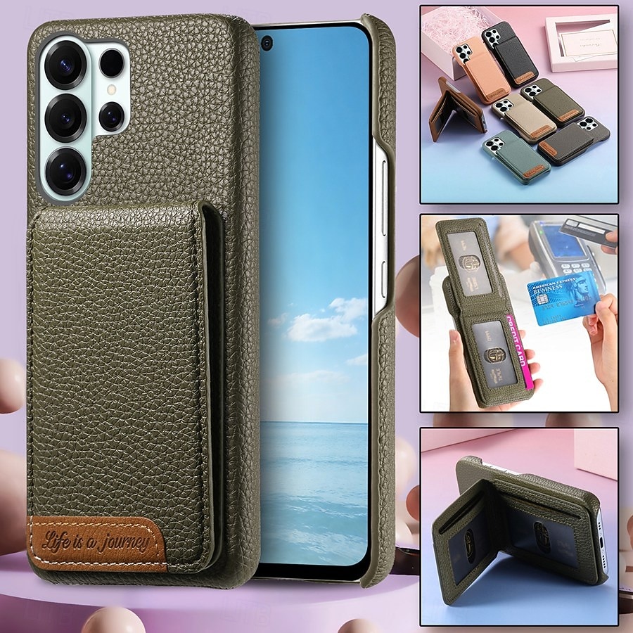 telefono Custodia Per Samsung Galaxy S26 S26 Plus S26 Ultra Copertura Posteriore con Supporto Cavalletto Slot per Carte Retrò TPU Pelle PU del 2026 a $17.99 –P5