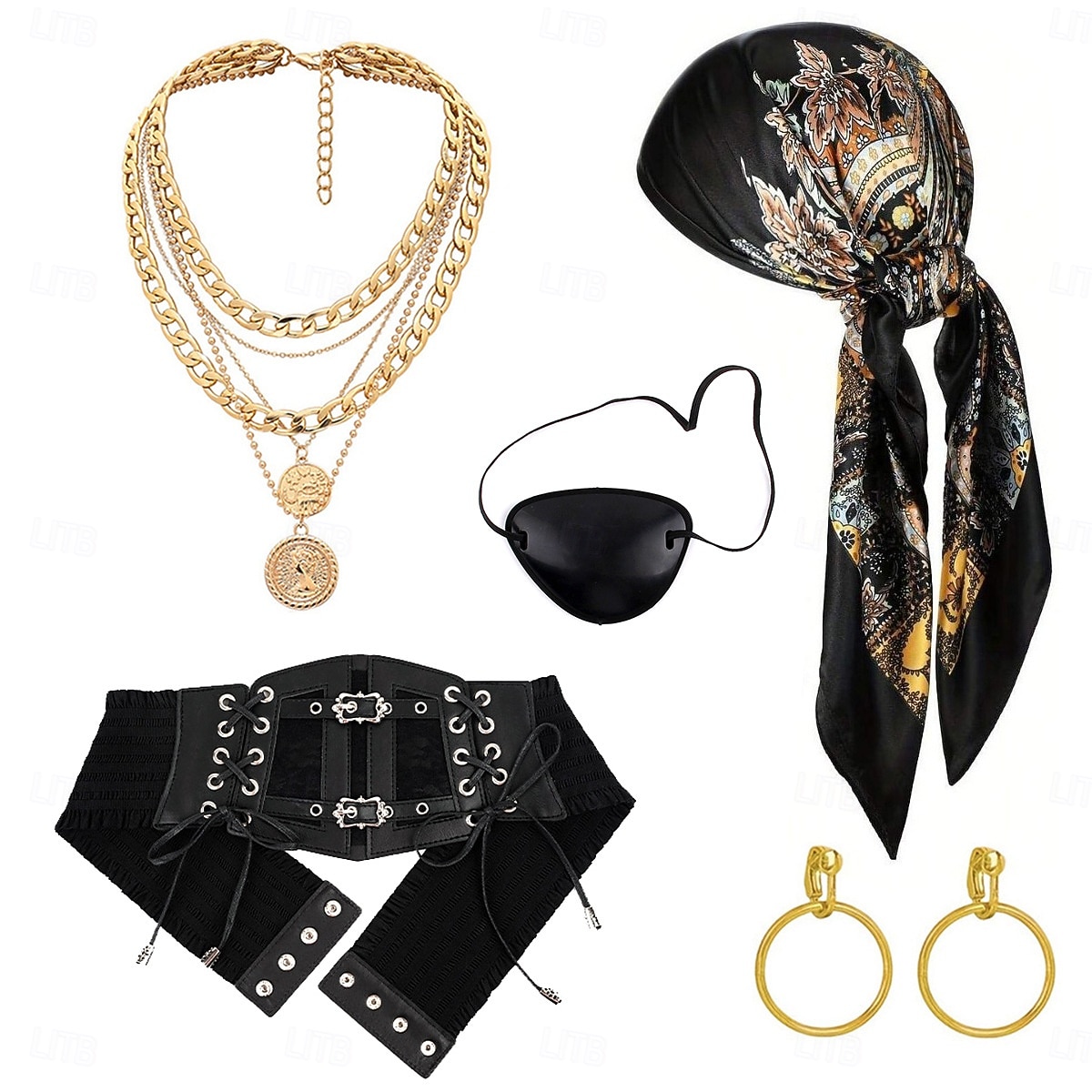 Set Medieval Renaissance Dress Headpiece Necklace with Accessories Long Sleeves Pirate Fancy Dress Women's Pirate Halloween Carnival Masquerade Renaissance Fair Retro Theme Party Adults' Dress More 2026 - $54.99 –P2