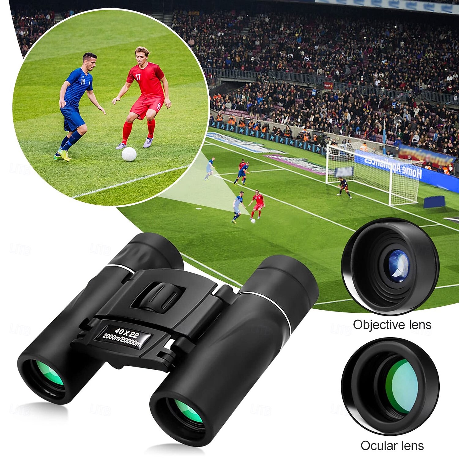 Prismáticos compactos 40x22 para adultos y niños, prismáticos de bolsillo HD de alta potencia con prisma Bak4 y lente FMC, prismáticos plegables e impermeables para observación de aves, conciertos, 2026 - $19.99 –P8