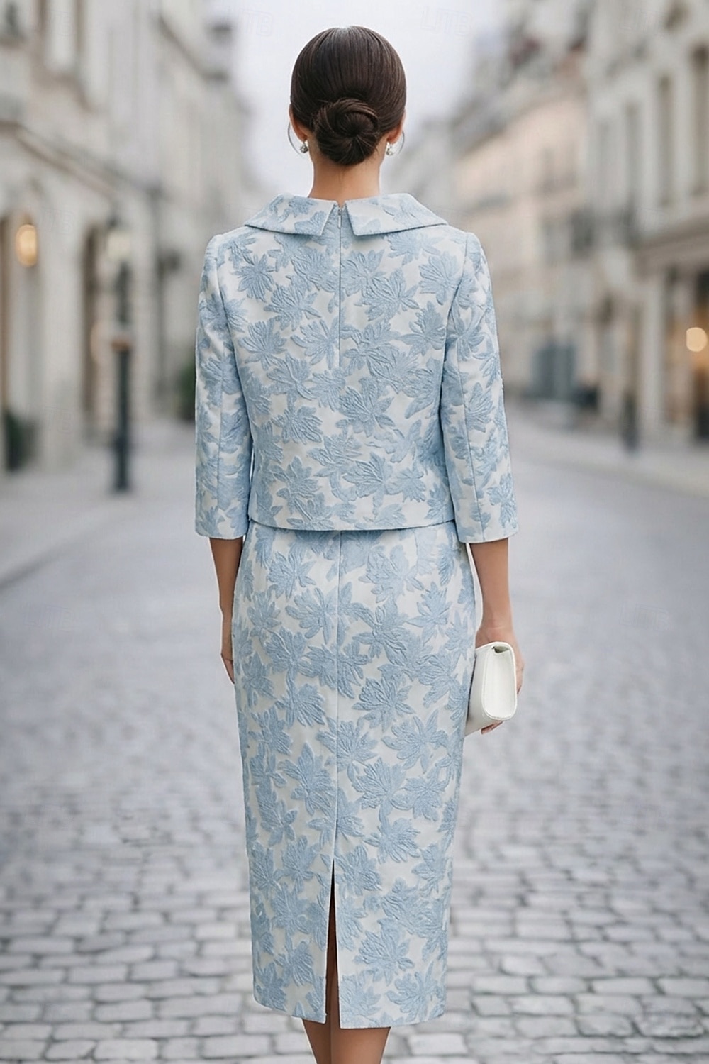 Strak kolom Jurk pak Tot de enkel Feestjurk Cocktail jurk Bruiloft gast jurk Moeder van de bruid jurk 3/4 mouw Boothals Elegant Vintage Formeel Bruiloft gast Kentucky Derby Jacquard met Bloemenprint 2026 - $154.79 –P3