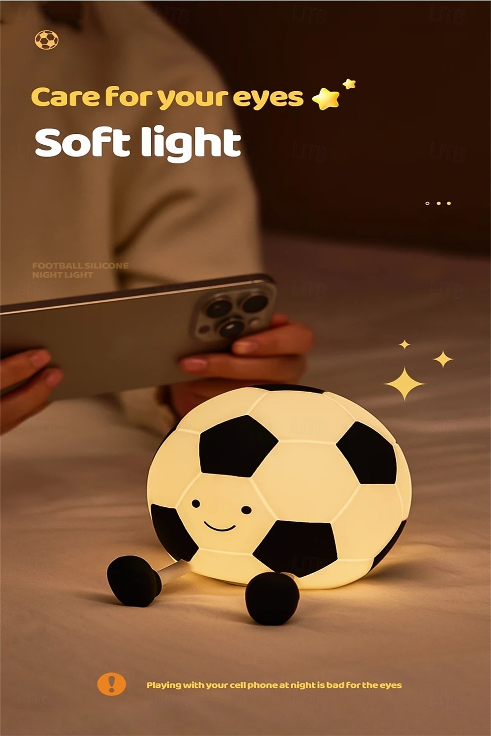 Soccer Night Light for Kids Boys, Soft Silicone Football Lamp with 3 Brightness Levels and Timer, USB Rechargeable Squishy Bedside Light for Bedroom Decor, Cute Sports Gift for Soccer Fans 2026 - $17.99 –P2