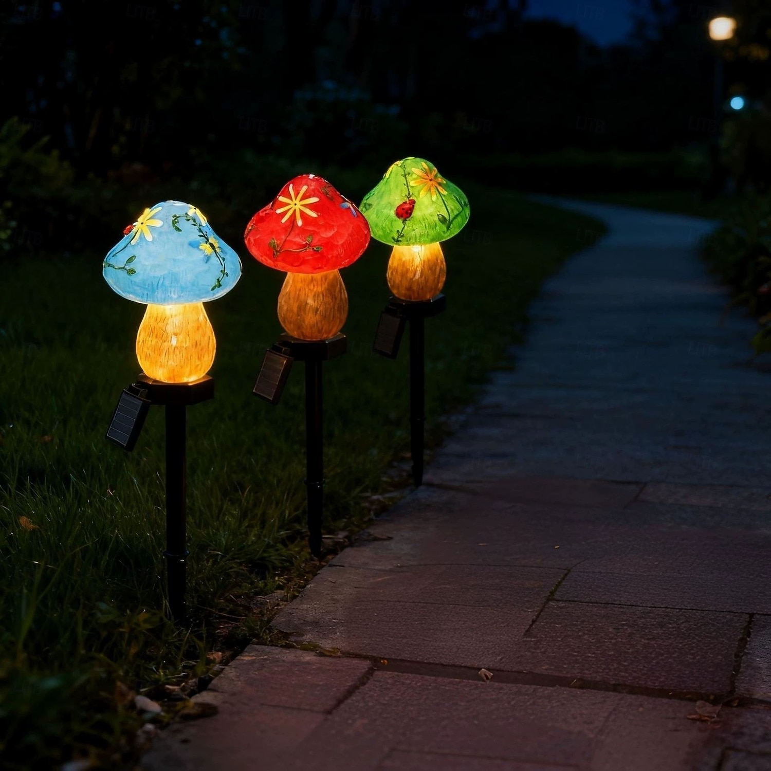 Lampy ogrodowe z żywicy zasilane energią słoneczną, wodoodporne, oświetlenie ścieżek zewnętrznych, dekoracja ogrodu w stylu willi (1 szt.) 2026 - $21.99 –P3