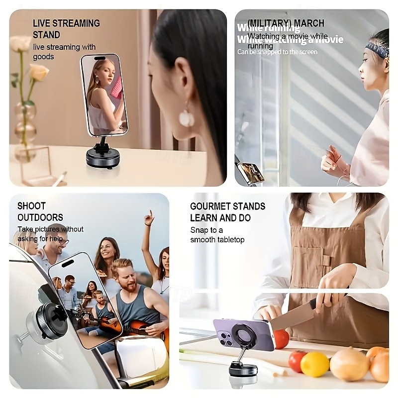 Комплект из 2 магнитных держателей для телефонов, сверхпрочный складной механический держатель с вакуумной присоской, вращающийся на 360°, с сильным магнитным креплением, подходит для автомобиля, 2026 - $21.99 –P9