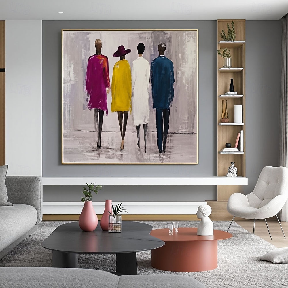 Hand Painted firgure Oil Paintings People Walking On The Street Painting 100% Hand Painted Oil Painting On Canvas Classic Wall Art For Living Room Decor 2026 - $91.99 –P1