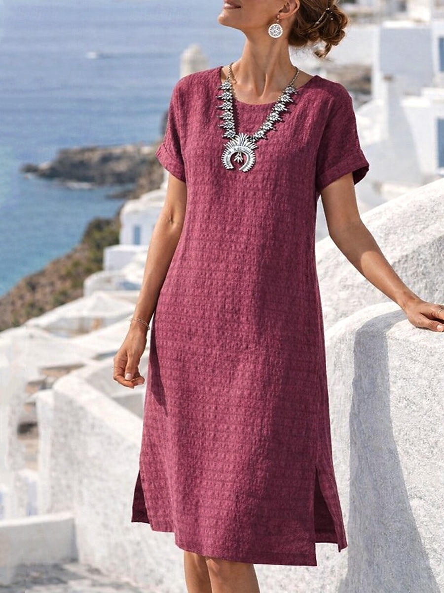 Per donna Mini Abito Vestito T-Shirt Abito Estivo Casual Quotidiano Vestibilità comoda Semplice Manica Corta Girocollo Blu Verde chiaro Rosa scuro Rosso Estate Primavera del 2026 a $9.99 –P6