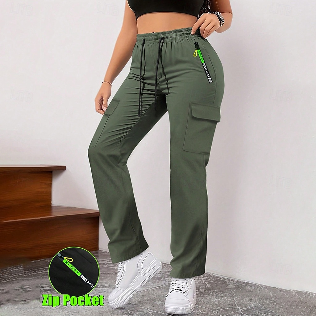 Per donna Pantaloni Cargo Pantaloni Pantaloni da Lavoro Pantaloni Estivi Vacanza Moda Casual Quotidiano Lunghezza intera Vita Alta Semplice Coulisse Elastico in vita Tasca con cerniera Comodit del 2026 a $22.99 –P7