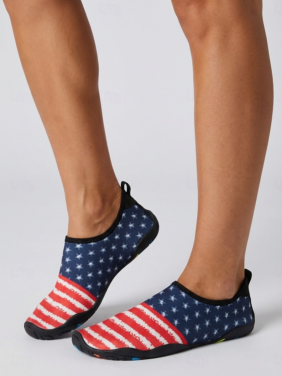 Zapatos acuáticos para mujer conmemorativos del 250.º aniversario de EE. UU.: bandera estadounidense patriótica roja y azul, de secado rápido, ideales para playa, natación, surf y navegación. 2026 - $24.99 –P5