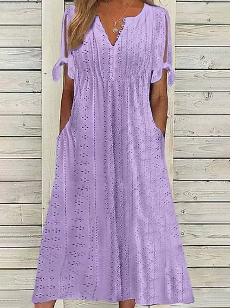 Női Midi ruha Boho ruha A vonalú ruha nyári ruha Rakott ruha Elegáns Divat Modern Hétköznapi Napi Szabadtéri Laza öltözet Sima Rövid ujjú V-alakú Medence Fekete Fehér Arcpír rózsaszín Nyár Tavasz 2026 - $11.49 –P4