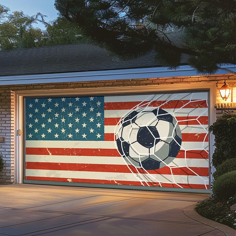 2026 Football Championship Soccer Ball Vintage Grunge Stripes Garage Door Banner Mural Outdoor House Yard Decor Sports Fan Celebration Backdrop Large Sign 2026 - $49.99 –P4