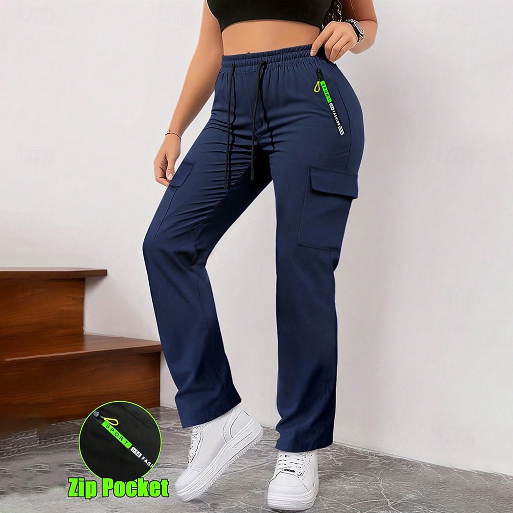 Per donna Pantaloni Cargo Pantaloni Pantaloni da Lavoro Pantaloni Estivi Vacanza Moda Casual Quotidiano Lunghezza intera Vita Alta Semplice Coulisse Elastico in vita Tasca con cerniera Comodit del 2026 a $22.99 –P5