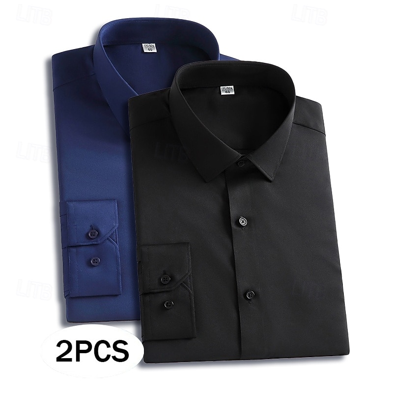 Homme Chemise Chemise habillée Chemise sans repassage Chemise Boutonnée Couleur Unie Quotidien Affaires Orange + bleu Bleu marine + noir orange+rouge Bleu Marine + Rouge manche longue Col Rabattu de 2026 ? $45.99 –P6