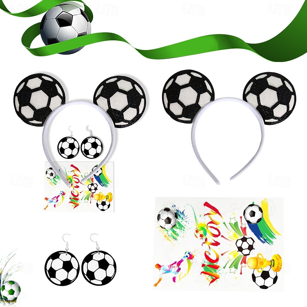 Kit para fanáticos del partido mundial de fútbol de verano de EE. UU., Canadá y México 2026, accesorios para porristas, diademas, aretes, tatuajes adhesivos y accesorios para porristas y apoyo 2026 - $9.99 –P2