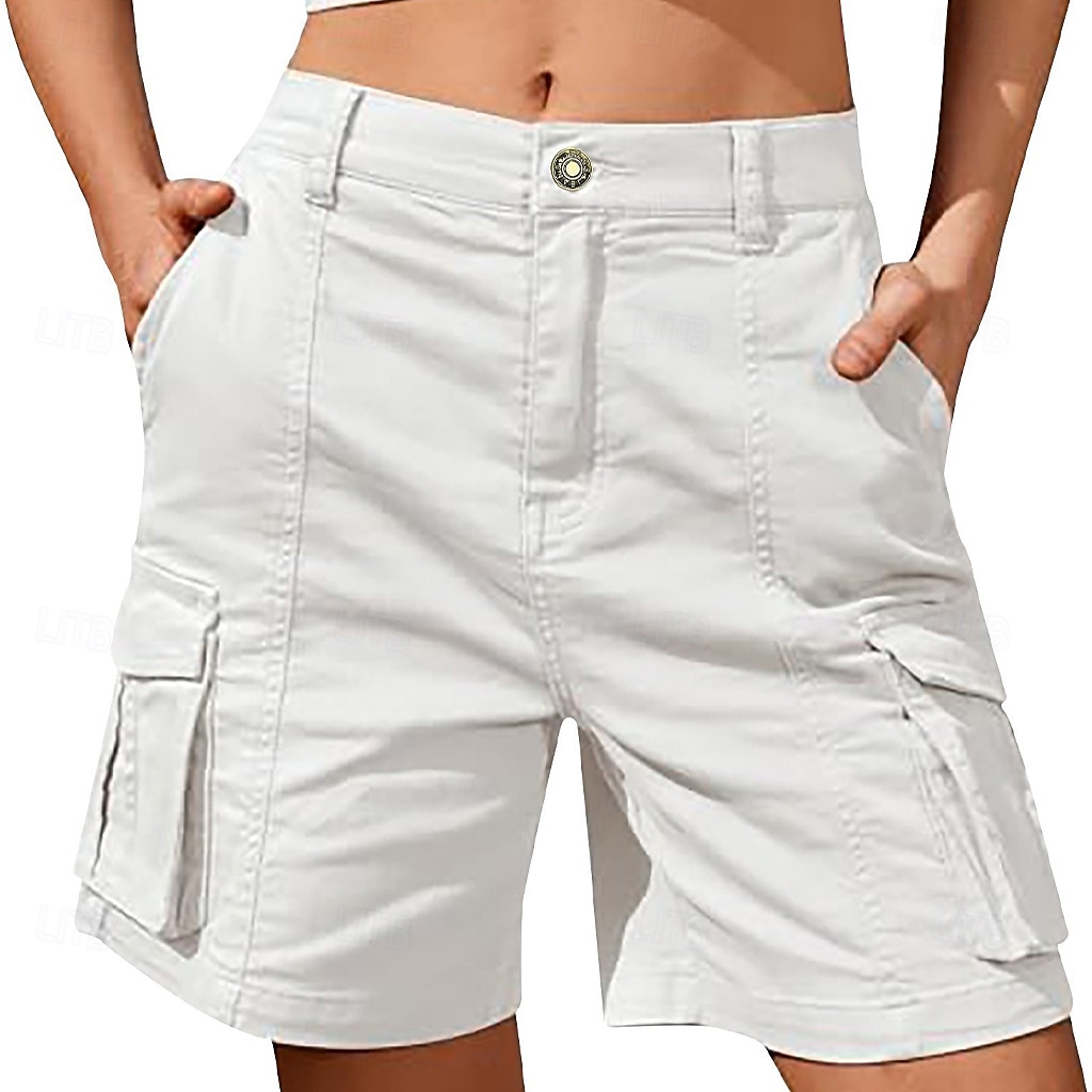 Women's Bermuda shorts Cargo Shorts Shorts Summer Shorts Vacation Fashion Casual Daily Short Mid Waist Solid Color Plain Patchwork Zipper Pocket Comfort Quick Dry Soft Micro-elastic Streetwear Beach 2026 - $33.99 –P8