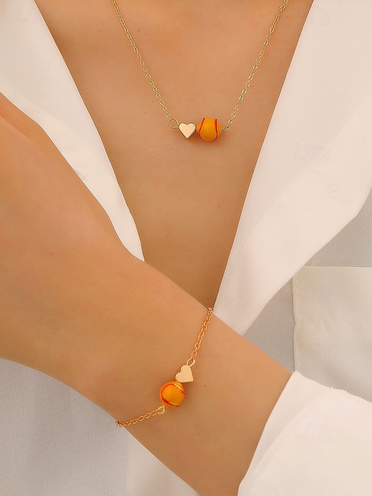 Women's Soccer Ball Pendant Necklace Bracelet Set Alloy Fan Jewelry in Multiple Ball Styles for Soccer Matches, Sports Fans, Casual Daily Wear & Travel Vacation 2026 - $9.99 –P16
