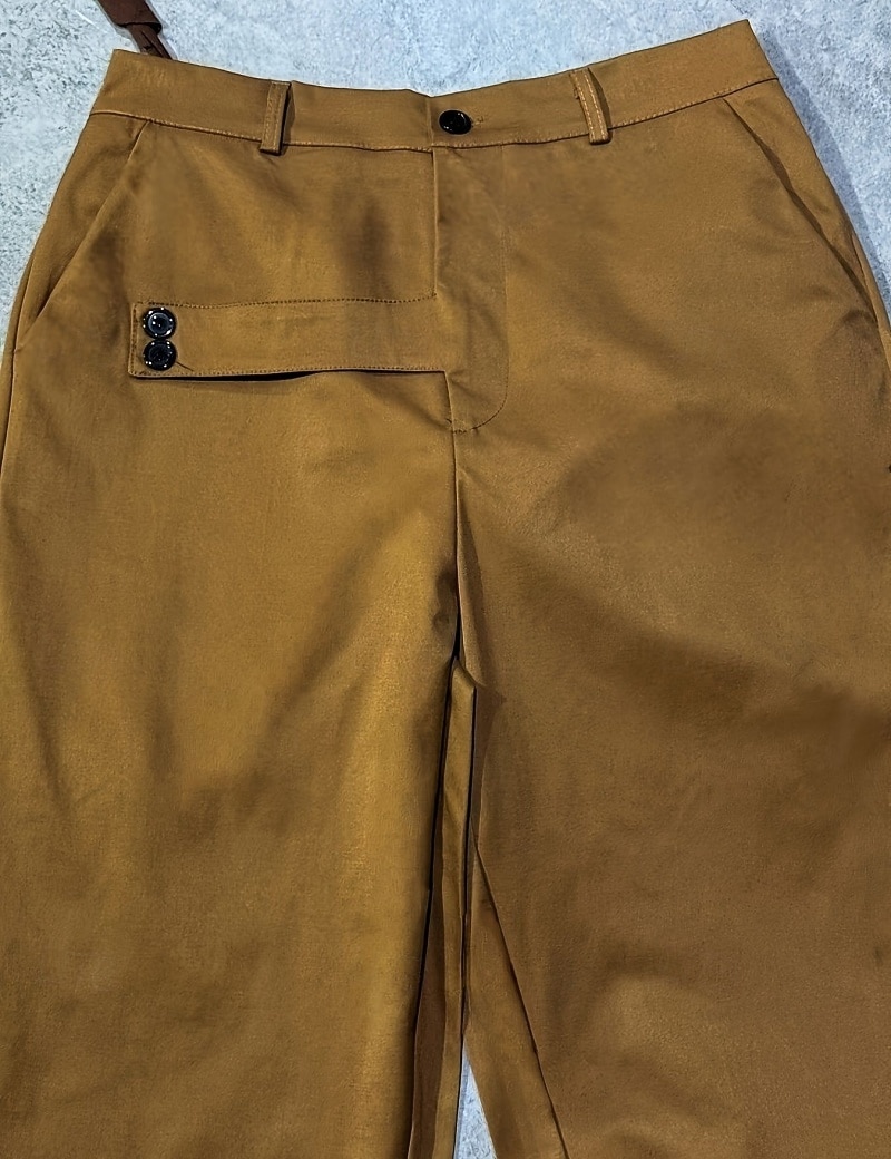 Bărbați Pantaloni Costume Buzunar Nasturi Simplu Confort Respirabil Lungime totală Casual Zilnic Casă Vacanță Modă Negru Kaki Inelastic 2026 - $31.99 –P4