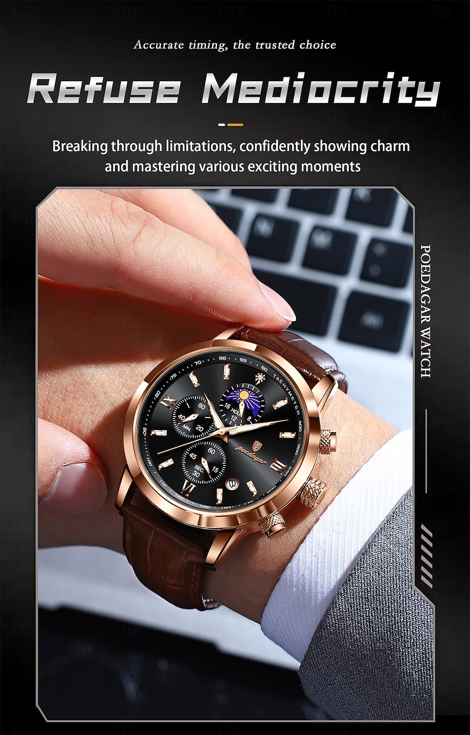 882 New Men's Watch, Moon Phase Multifunction Chronograph Quartz Watch 2026 - $24.99 –P10