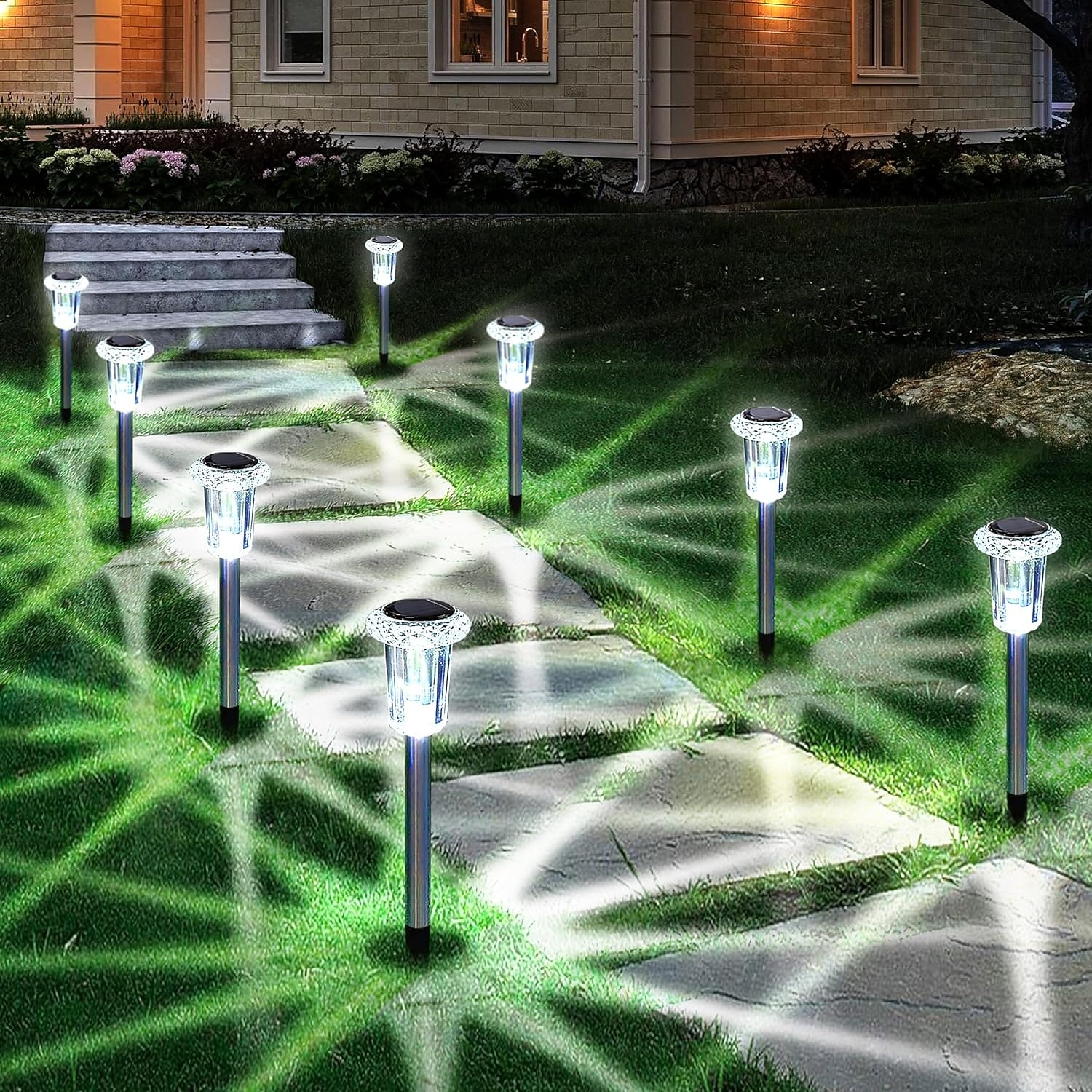 Solar Outdoor Lights, Solar Pathway Lights Outdoor Waterproof, Stainless Steel Stake Lighting for Garden Yard Path Walkway Driveway Patio Lawn Outside Decor,Color Changing 2026 - $35.99 –P6