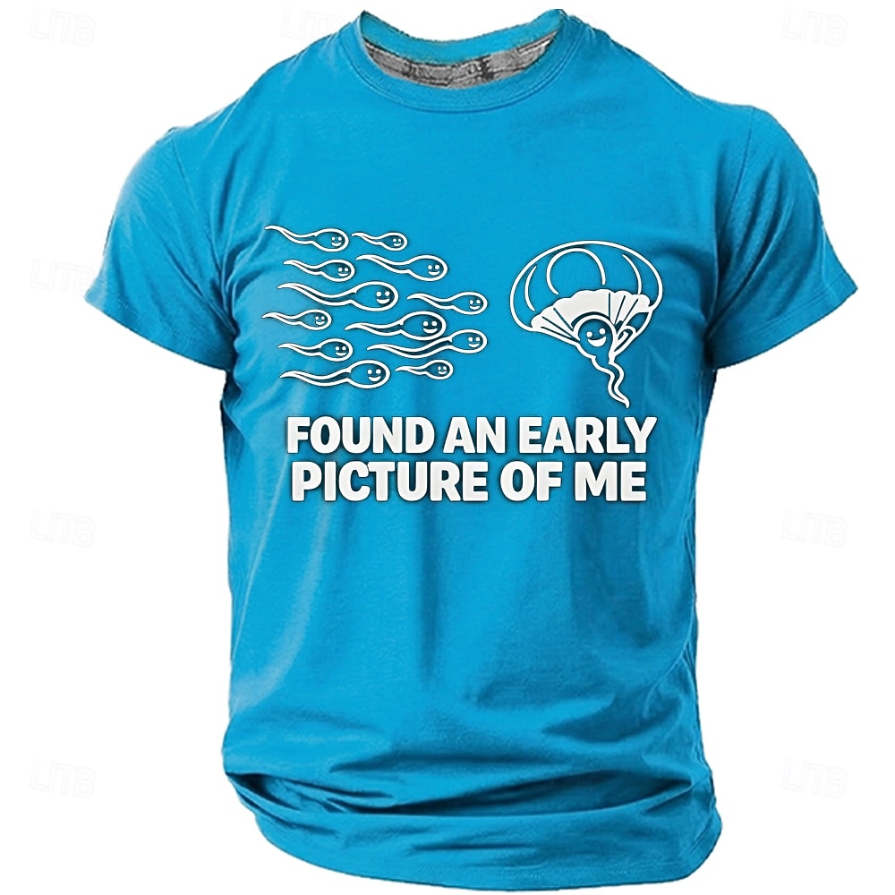 Men's FOUND AN EARLY PICTURE OF ME Funny Born Winner Graphic T-Shirt Sperm Parachute Cartoon Joke Tee Smart Player Humor Creative Gag Gift Short Sleeve Casual Designer Clothing Apparel S M L XL XXL XX 2026 - $21.99 –P3