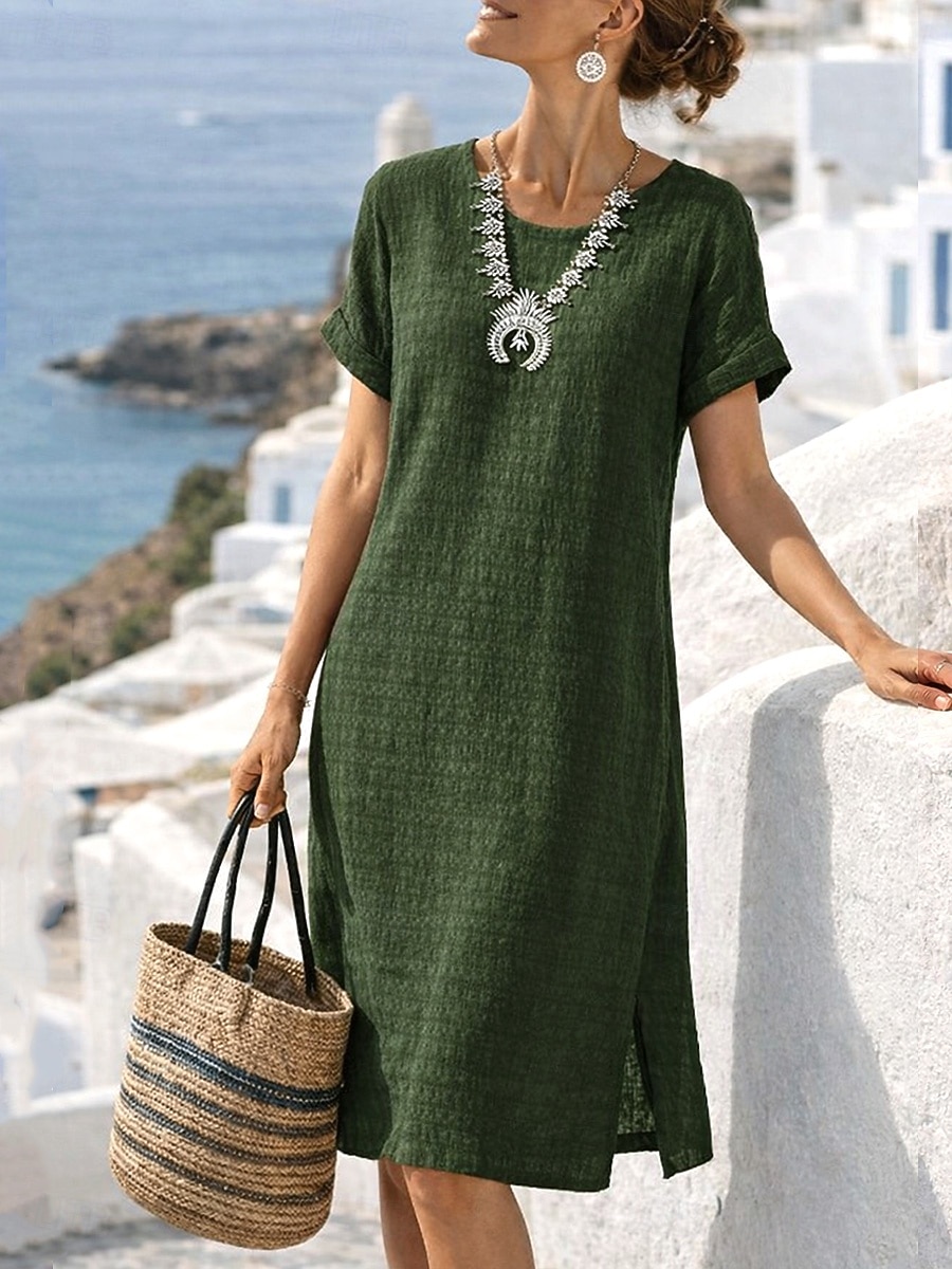 Per donna Mini Abito Vestito T-Shirt Abito Estivo Casual Quotidiano Vestibilità comoda Semplice Manica Corta Girocollo Blu Verde chiaro Rosa scuro Rosso Estate Primavera del 2026 a $9.99 –P7