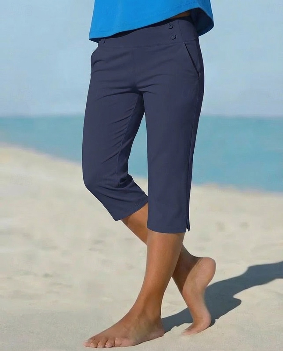 Damen Caprihose Stoffhosen Gemütliche Leggings Urlaub Basic Lässig Wadenlang Natürliche Taille Einfach Seitentaschen Geteilt Bequem Komfort Atmungsaktiv Hohe Elastizität Urlaub Yoga Straße Navy-Blau 2026 - $21.99 –P7