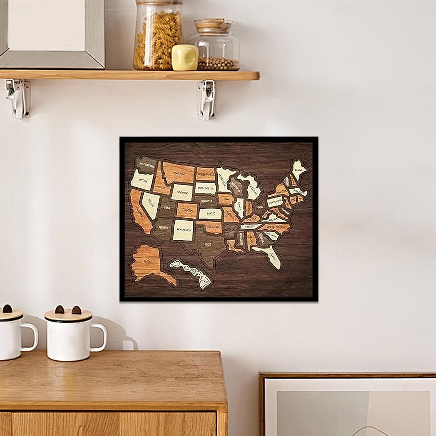 Trepuslespill med kart over USA, pedagogisk geografiverktøy, 30,5 x 25,4 cm, reisekart med landemerker i USA, morsomme leker med reisekart, realistiske landemerkedetaljer, for par og familier 2026 - $30.99 –P4
