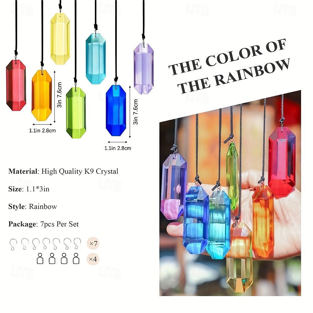 7pcs Crystal Sunlight Catchers Prism Indoor Window Hanging Decoration Rainbow Glass Prism Sunlight Catcher Decor for Home Garden 2026 - $26.99 –P6