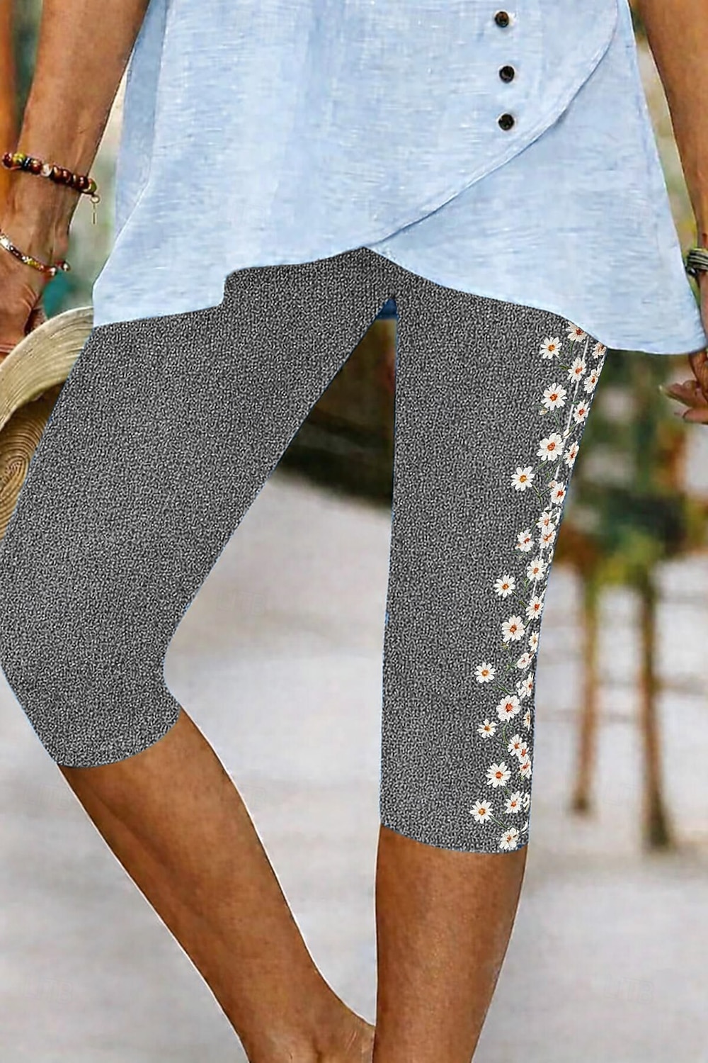 Damskie Spodnie capri Typu Chino Getry Urlop Zabytkowe Moda miejska Długość do łydki Wysoka talia Kwiaty Graficzny Drukowanie Komfort Miękka Wygodny Elastyczny Codzienny Na zewnątrz Urlop Niebieski 2026 - $19.99 –P4