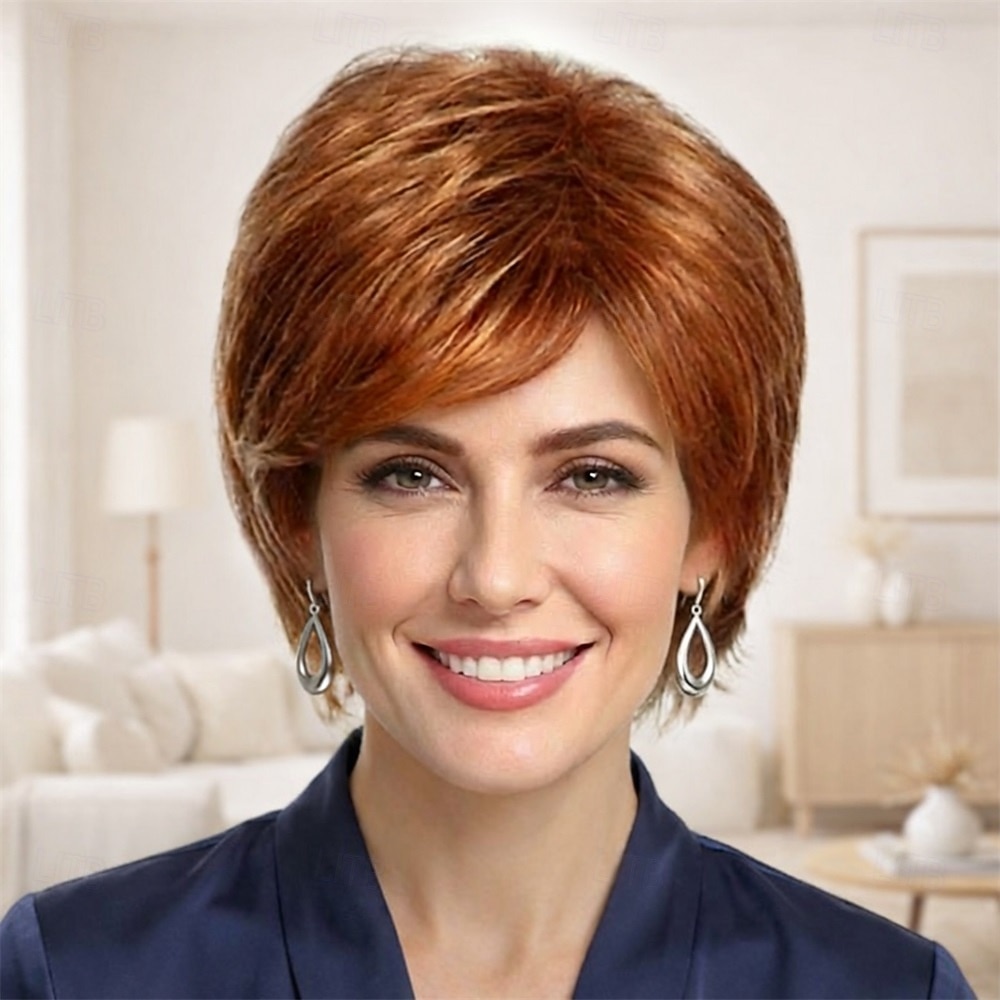 szykowna krótka peruka dla kobiet - elegancki bob ze srebrnymi warstwami 2026 - $32.99 –P6