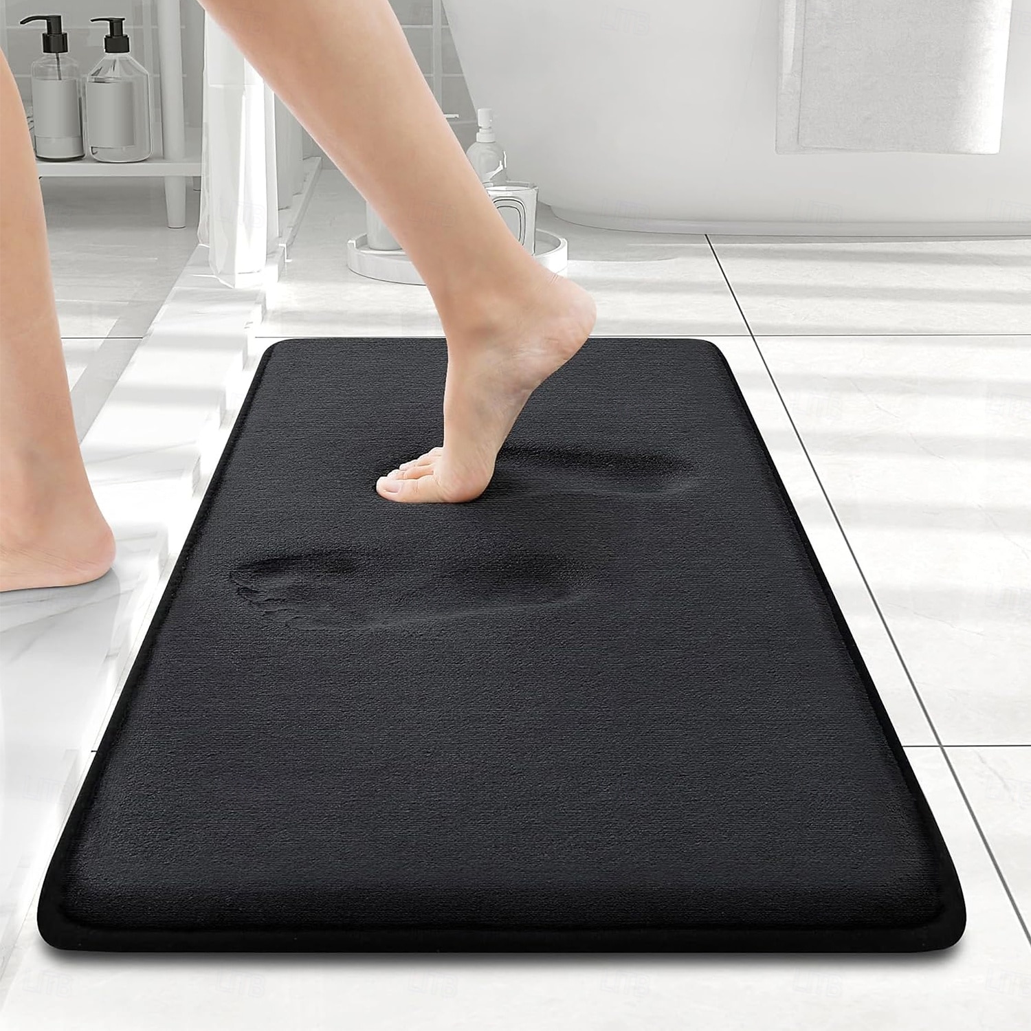 Badematte i minneskum, ekstra myke og absorberende badematter, sklisikkert vaskbart teppe til gulv, dusj og badekar 2026 - $13.99 –P5