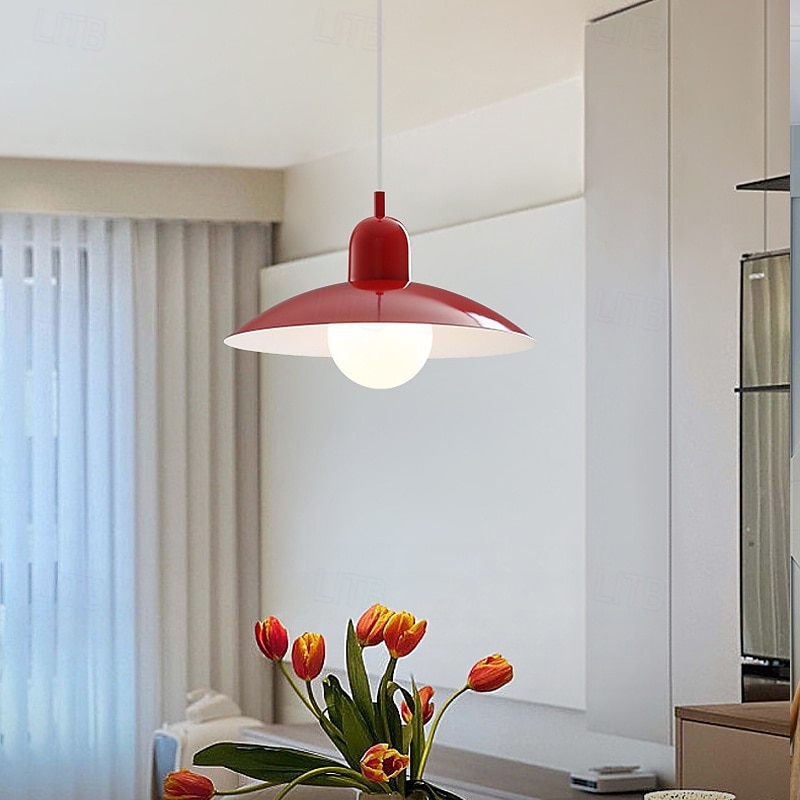 Luminária pendente nórdica de luxo, estilo moderno de meados do século XX, para celeiro; luminária pendente escandinava verde para teto; cúpula de metal; lustre grande estilo industrial para pia de de 2026 por $78.99 –P4