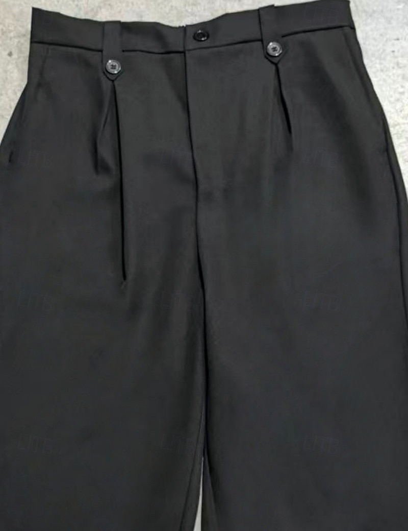 Men's Trousers Dress Pants Pocket Buttons Plain Comfort Breathable Full Length Outdoor Streetwear Business Vacation Fashion Black Navy Blue Inelastic 2026 - $31.99 –P9