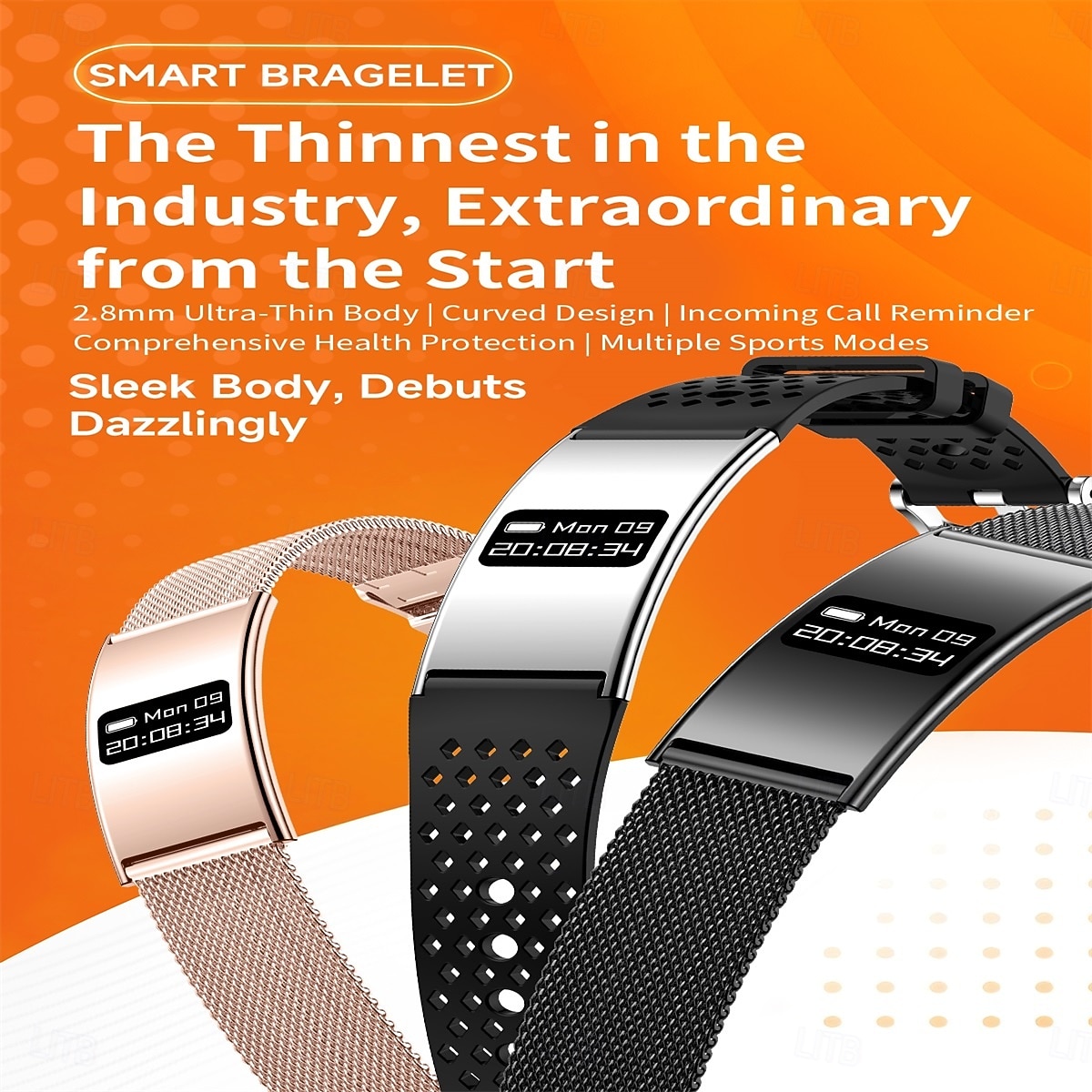 B8 Smart klocka 1.1 tum Smart armband Smartwatch Stegräknare Samtalspåminnelse Sleeptracker Kompatibel med Smartphone Dam Lång standby Vattentät IPX-8 46mm klockfodral 2026 - $56.99 –P1