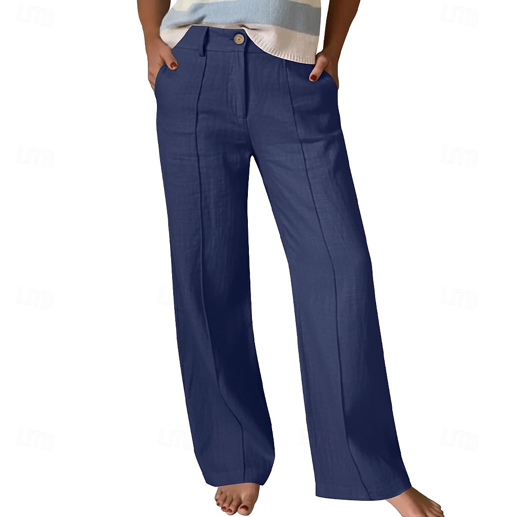 Per donna Pantaloni Pantaloni Estivi Pantaloncini casual Vacanza Moda Casual Quotidiano Lunghezza intera Vita Alta Tinta unica Semplice Cerniera Tasca Gamba Dritta Comodità Morbido Traspirante del 2026 a $28.99 –P5