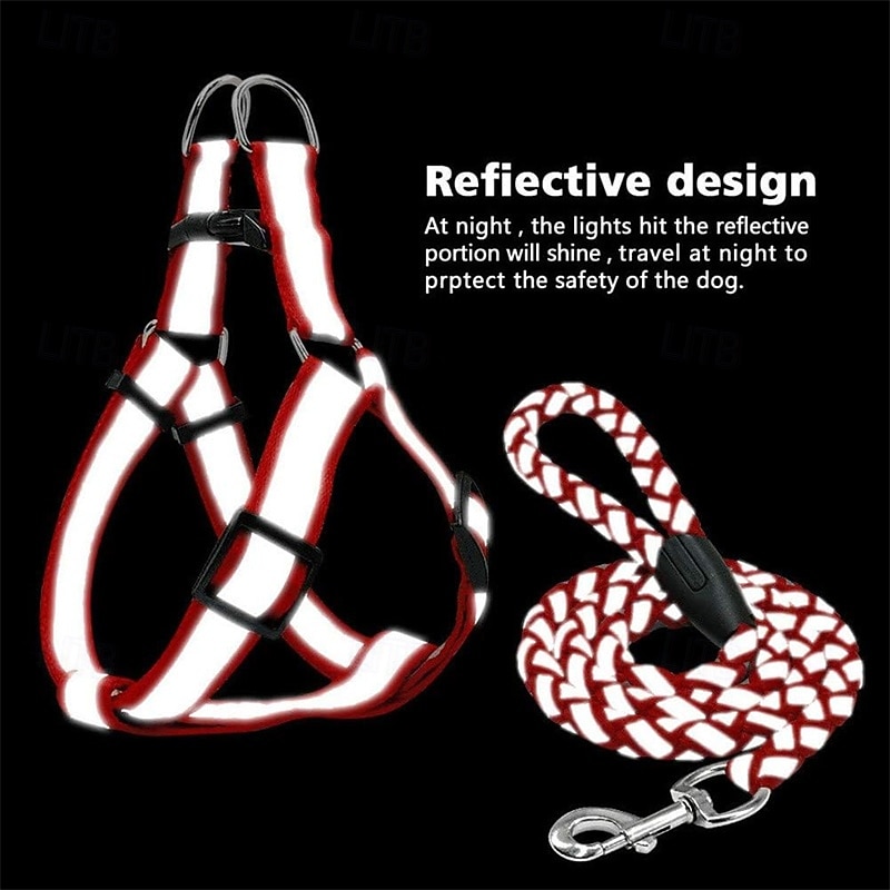 Guinzaglio per cani, pettorina antistrappo, gilet riflettente in nylon per cani, guinzaglio da addestramento, adatto a cani di piccola taglia del 2026 a $14.49 –P5
