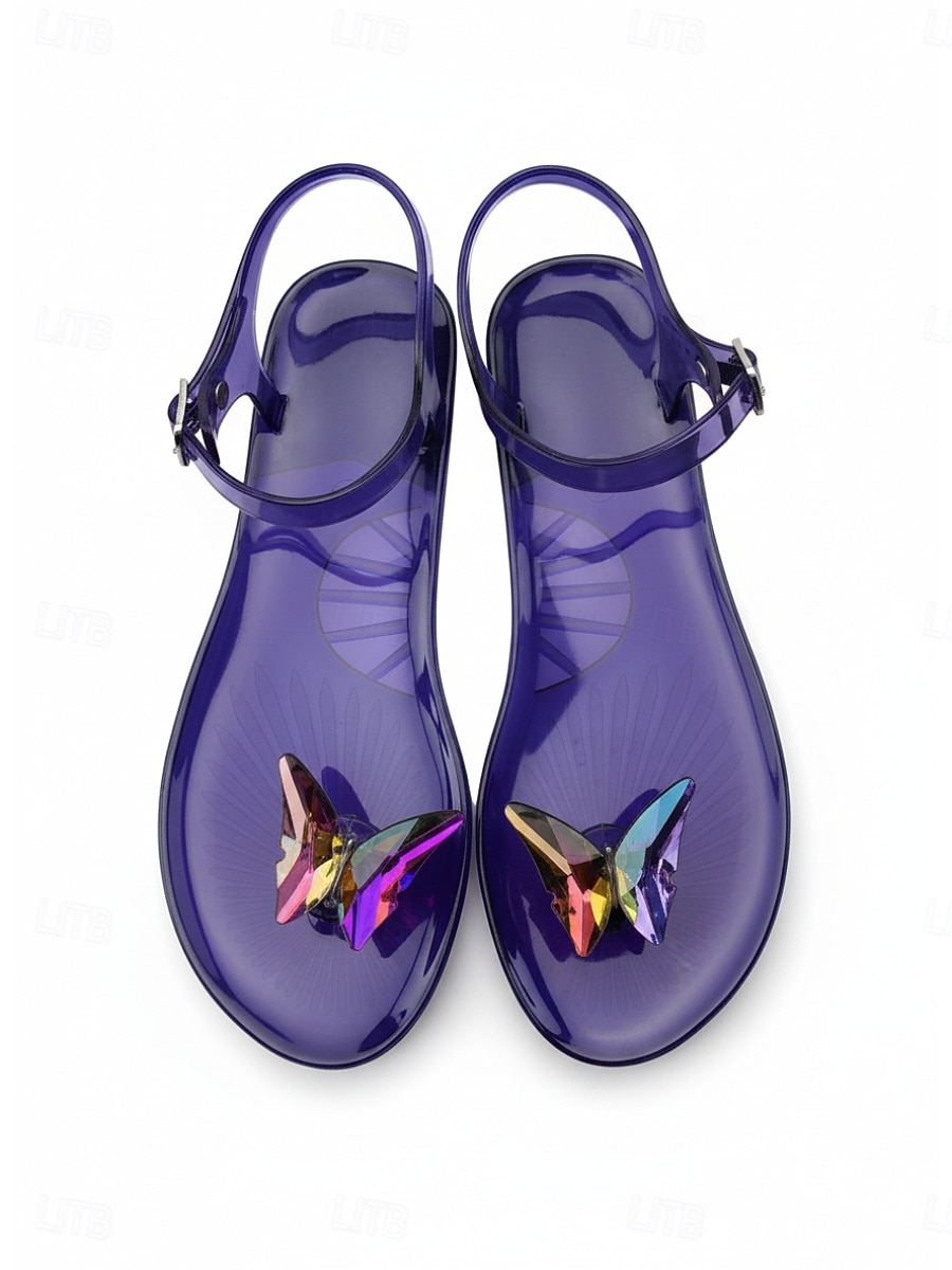 Eleganti sandali infradito neri da donna in gelatina - infradito impermeabili con fiocco a farfalla, perfetti per le vacanze al mare e il relax a bordo piscina. &abbigliamento estivo da resort del 2026 a $24.99 –P3
