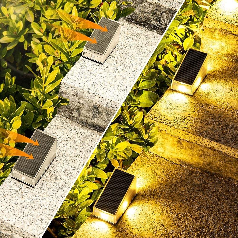2 db kültéri napelemes fali lámpa, IP65 vízálló, 4 LED gyöngy, dekoratív LED lámpák kertbe, udvarra, kerítésre, lépcsőre, lépcsőfokokra, teraszra, gyepre, ösvényvilágításra 2026 - $32.99 –P14