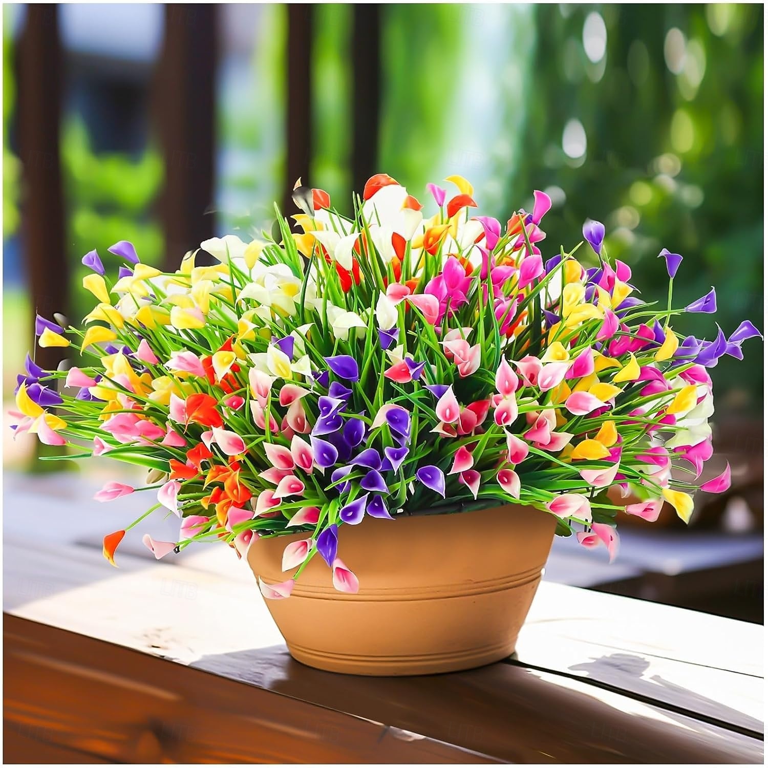 20 bunter med kunstige calla liljer til utendørs bruk, kunstige planter UV-bestandige kunstige plastblomster til innendørs blomsterkasse, veranda, sommer, kirkegård, vårdekor (fargemiks) 2026 - $27.99 –P7