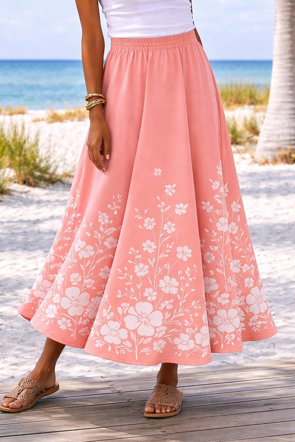 Damen Urlaubsrock Elegant Mode Lässig Maxi Hohe Taille Röcke Blumen Grafik Tasche Druck Mikroelastisch Täglich Strand Blau Schwarz Rosa Grün Sommer 2026 - $48.99 –P4