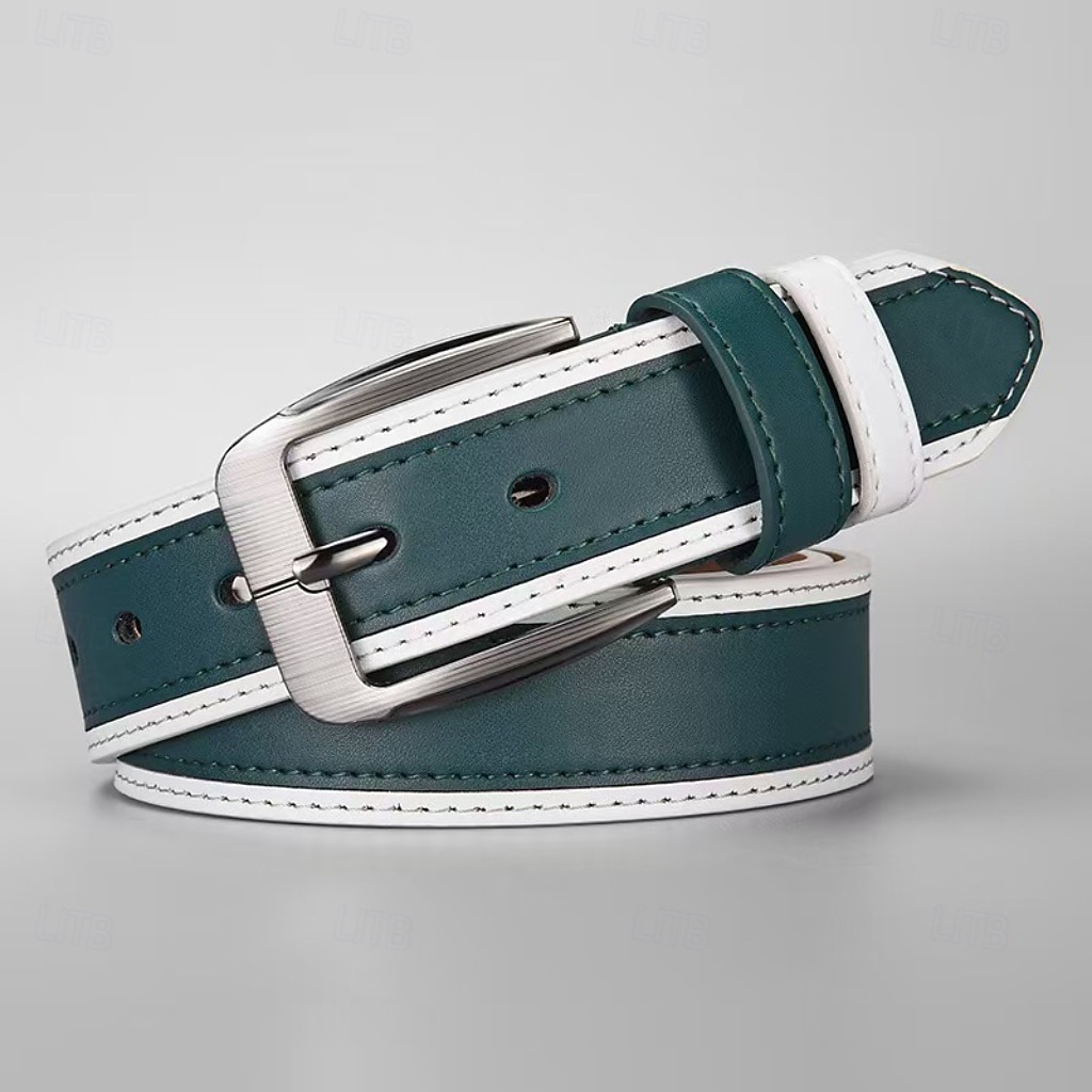 Hombre Cinturón Hebilla de pasador Hebilla automática Cromo PU Ropa de calle Moderno Casual Ocio Bloque de color Azul Marino Marrón Diario Negocio Formal Cinturón de Cintura 2026 - $8.49 –P2