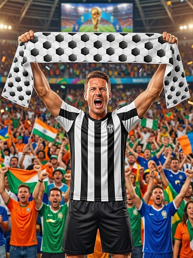 Sport-Kühltuch aus Polyester mit Fußballmuster für Herren, ideal für Fußballtraining, Spieltage, Fanunterstützung, Fitnessstudio und Fitness. 2026 - $11.99 –P1