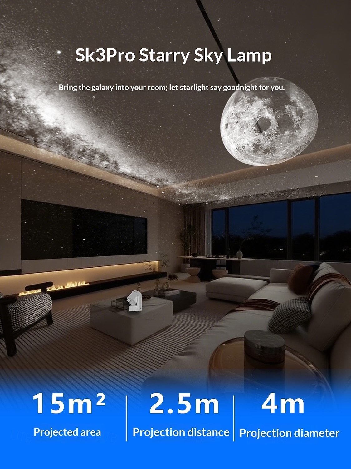 Bluetooth sterrenhemelprojector met meteoren- en witte ruis-effect en melkwegprojectie. 2026 - $101.99 –P1