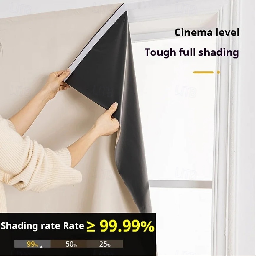 2 db 100%-os sötétítő függöny, öntapadós, lyukasztásmentes, hálószobai napellenző, szigetelés, ablakfüggöny, ajtó, erkély, napvédelem 2026 - $37.99 –P6